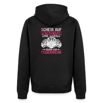 Feuerwehr Prinzessin Feuerwehrfrau Freiwillige - Unisex Premium Bio Zip Hoodie - Schwarz - Hinten - Nico (187cm)