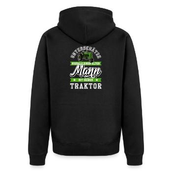 Trecker Landwirt - Unisex Premium Bio Zip Hoodie - Schwarz - Hinten - Nico (187cm)
