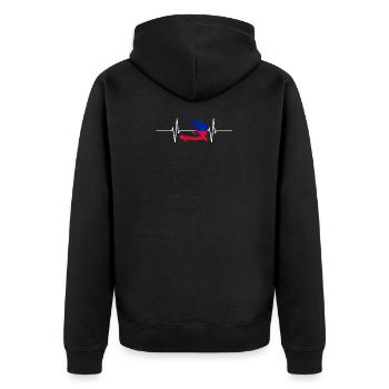 Haiti Herzschlag Flagge Vintage Haiti - Unisex Premium Bio Zip Hoodie - Schwarz - Hinten - Nico (187cm)