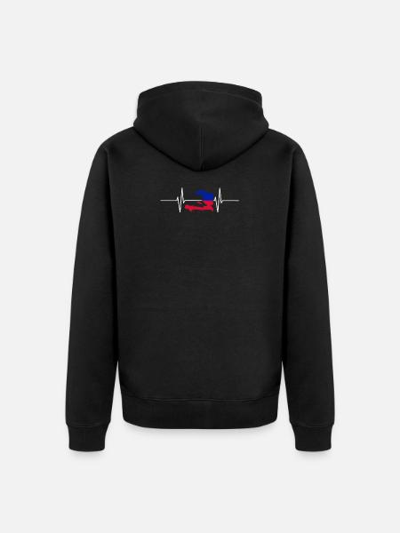 Haiti Heartbeat Flag Vintage Haiti - Unisex Premium Organic Zip Hoodie - black