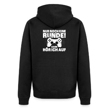 Nur Noch Eine Runde Dann Hör Ich Auf| Gaming - Unisex Premium Bio Zip Hoodie - Schwarz - Hinten - Nico (187cm)