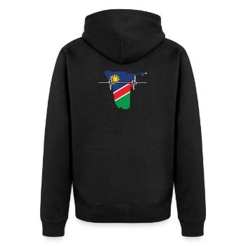 Namibia Herzschlag Flagge Vintage Namibia - Unisex Premium Bio Zip Hoodie - Schwarz - Hinten - Nico (187cm)