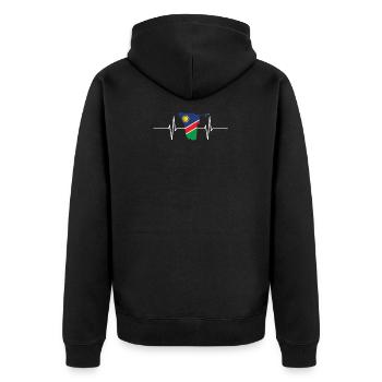 Namibia Herzschlag Flagge Vintage Namibia - Unisex Premium Bio Zip Hoodie - Schwarz - Hinten - Nico (187cm)