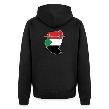 Sudan Herzschlag Flagge Vintage Sudan - Unisex Premium Bio Zip Hoodie - Schwarz - Hinten - Nico (187cm)