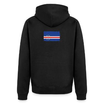 Cape Verde Heartbeat Flag Vintage Cape Verde - Unisex Premium Organic Zip Hoodie - black - Back - Nico (187cm)