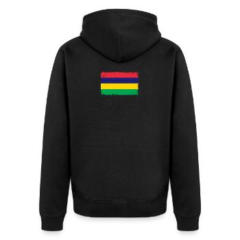 Mauritius Heartbeat Flag Vintage Mauritius - Unisex Premium Organic Zip Hoodie - black - Back - Nico (187cm)