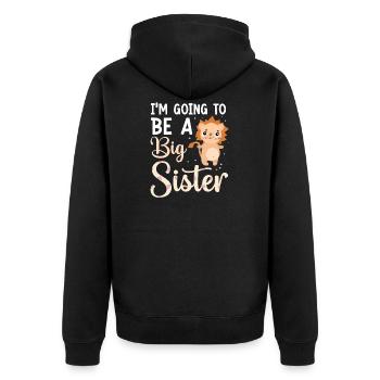 Devenir Grande Sœur Big Sis - Veste à capuche bio Premium Unisexe - noir - Dos - Nico (187cm)