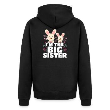 Je suis La Grande Sœur Big Sis - Veste à capuche bio Premium Unisexe - noir - Dos - Nico (187cm)