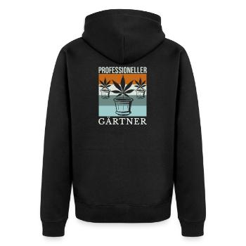 Professioneller Gärtner Weed Design - Unisex Premium Bio Zip Hoodie - Schwarz - Hinten - Nico (187cm)