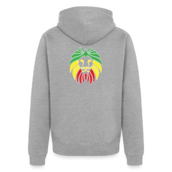 Rasta Reggae Reggaeton Musik Löwe Geschenk - Unisex Premium Bio Zip Hoodie - Grau meliert - Hinten - Nico (187cm)
