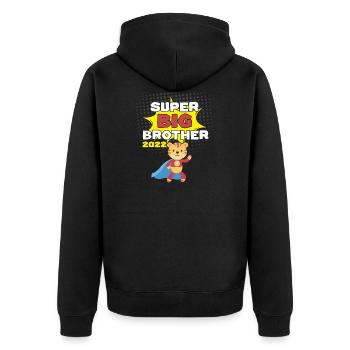 Super Großer Bruder Superheld 2022 - Unisex Premium Bio Zip Hoodie - Schwarz - Hinten - Nico (187cm)