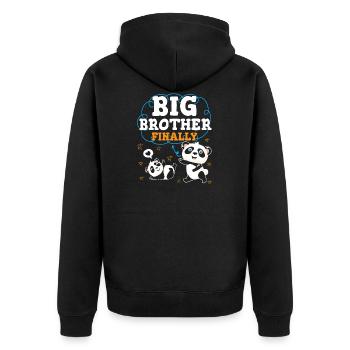 Finally Big Brother Big Bro - Unisex Premium Organic Zip Hoodie - black - Back - Nico (187cm)