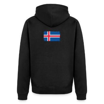 Island Herzschlag Flagge Vintage Island - Unisex Premium Bio Zip Hoodie - Schwarz - Hinten - Nico (187cm)