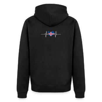 Island Herzschlag Flagge Vintage Island - Unisex Premium Bio Zip Hoodie - Schwarz - Hinten - Nico (187cm)