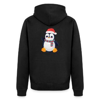 Pingouin avec foulard et casquette de Noël - Veste à capuche bio Premium Unisexe - noir - Dos - Nico (187cm)
