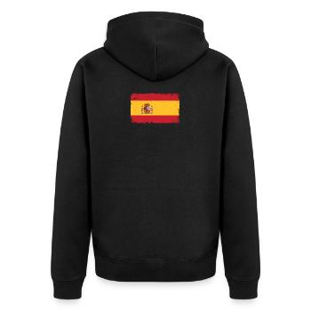 Spanien Herzschlag Flagge Vintage Spanien - Unisex Premium Bio Zip Hoodie - Schwarz - Hinten - Nico (187cm)