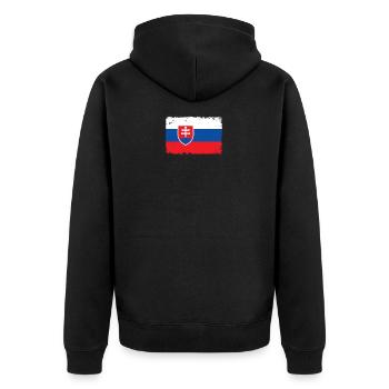 Slowakei Herzschlag Flagge Vintage Slowakei - Unisex Premium Bio Zip Hoodie - Schwarz - Hinten - Nico (187cm)