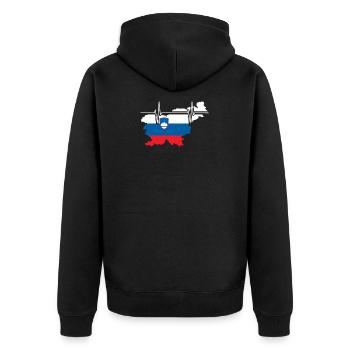 Slowenien Herzschlag Flagge Vintage Slowenien - Unisex Premium Bio Zip Hoodie - Schwarz - Hinten - Nico (187cm)