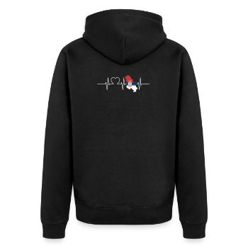 Serbien Herzschlag Flagge Vintage Serbien - Unisex Premium Bio Zip Hoodie - Schwarz - Hinten - Nico (187cm)