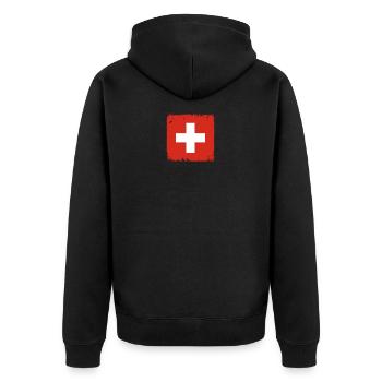 Suisse Herzschlag Flagge Vintage Suisse - Veste à capuche bio Premium Unisexe - noir - Dos - Nico (187cm)