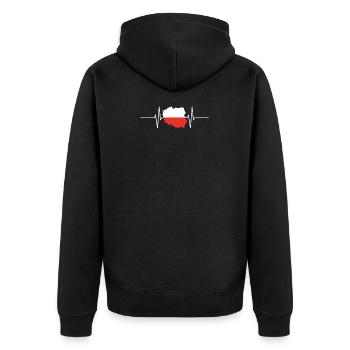 Pologne Battements de coeur Drapeau Vintage Pologne - Veste à capuche bio Premium Unisexe - noir - Dos - Nico (187cm)