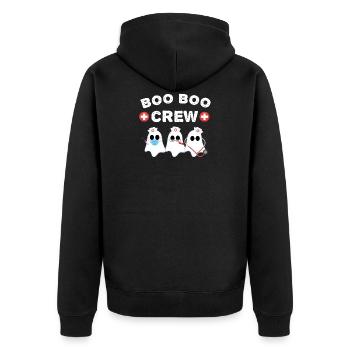Boo Boo Crew Halloween Krankenschwester Geist - Unisex Premium Bio Zip Hoodie - Schwarz - Hinten - Nico (187cm)