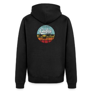 Cuba Havanna - Unisex Premium Bio Zip Hoodie - Schwarz - Hinten - Nico (187cm)