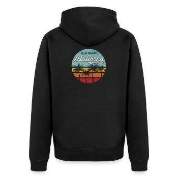 Mallorca Spanien - Unisex Premium Bio Zip Hoodie - Schwarz - Hinten - Nico (187cm)