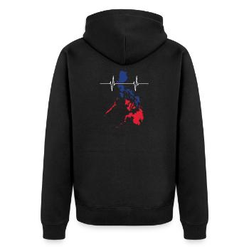 Philippinen Herzschlag Flagge Vintage Philippinen - Unisex Premium Bio Zip Hoodie - Schwarz - Hinten - Nico (187cm)