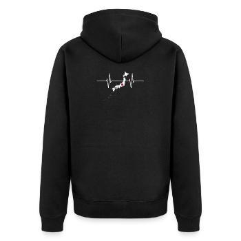 Japan Herzschlag Flagge Vintage Japan - Unisex Premium Bio Zip Hoodie - Schwarz - Hinten - Nico (187cm)