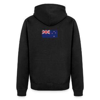 Neuseeland Herzschlag Flagge Vintage Neuseeland - Unisex Premium Bio Zip Hoodie - Schwarz - Hinten - Nico (187cm)