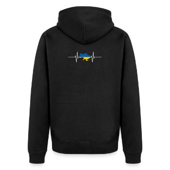 Ukraine Heartbeat Flag Vintage Ukraine - Veste à capuche bio Premium Unisexe - noir - Dos - Nico (187cm)