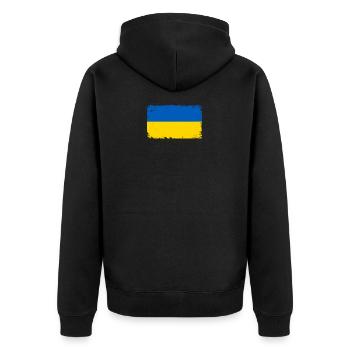 Ukraine Heartbeat Flag Vintage Ukraine - Veste à capuche bio Premium Unisexe - noir - Dos - Nico (187cm)