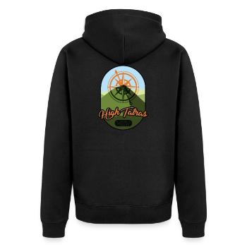 Hohe - Slowakei, Polen - Unisex Premium Bio Zip Hoodie - Schwarz - Hinten - Nico (187cm)
