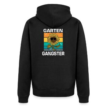 Vintage Gärtner Motiv Hobby Garten Gartenarbeit - Unisex Premium Bio Zip Hoodie - Schwarz - Hinten - Nico (187cm)
