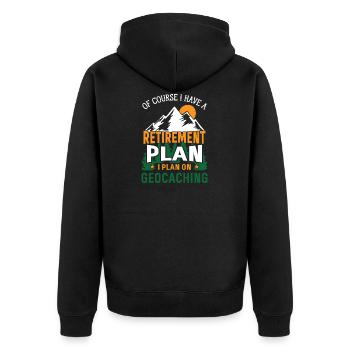 Plan de retraite Géocaching Drôle de géocache - Veste à capuche bio Premium Unisexe - noir - Dos - Nico (187cm)