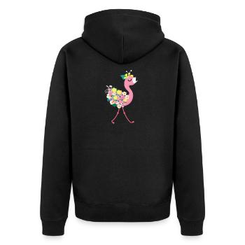Flamant rose floral - Veste à capuche bio Premium Unisexe - noir - Dos - Nico (187cm)