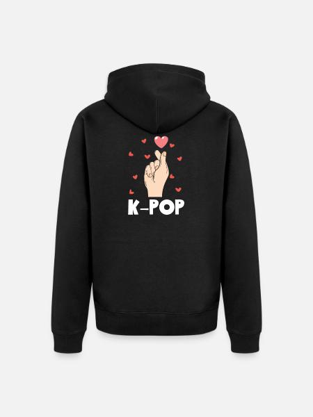 K-Pop Kpop Jeg elsker K-Pop Heart - Premium økologisk unisex-hettejakke - svart