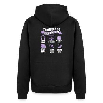 K-Pop Den Ganzen Tag Kpop Love - Unisex Premium Bio Zip Hoodie - Schwarz - Hinten - Nico (187cm)