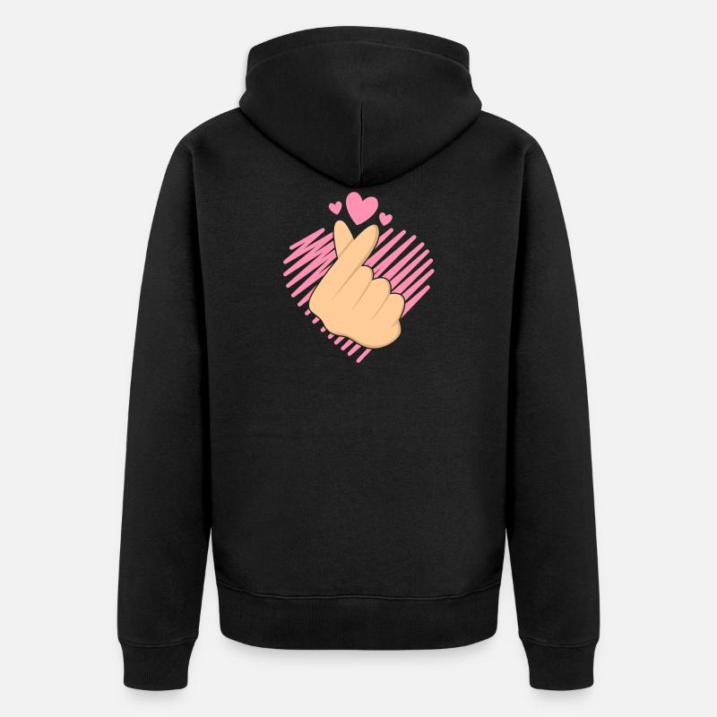 K-Pop Hand Snippet Amour - Veste à capuche bio Premium Unisexe - noir