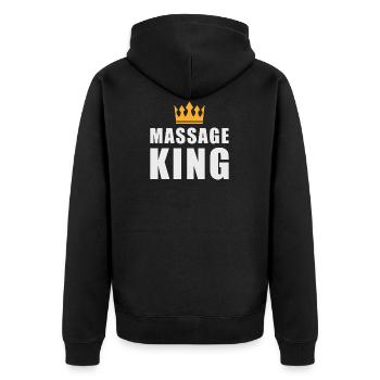 Massage Masseur Gift - Unisex Premium Organic Zip Hoodie - black - Back - Nico (187cm)