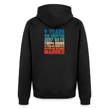 9 Jahre verheiratet Hochzeit Ehe Spruch Geschenk - Unisex Premium Bio Zip Hoodie - Schwarz - Hinten - Nico (187cm)