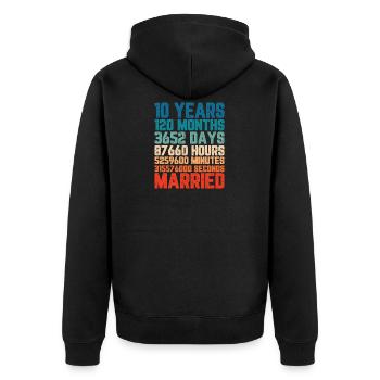 10 Jahre verheiratet Hochzeit Ehe Spruch Geschenk - Unisex Premium Bio Zip Hoodie - Schwarz - Hinten - Nico (187cm)