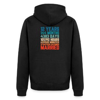 12 Jahre verheiratet Hochzeit Ehe Spruch Geschenk - Unisex Premium Bio Zip Hoodie - Schwarz - Hinten - Nico (187cm)