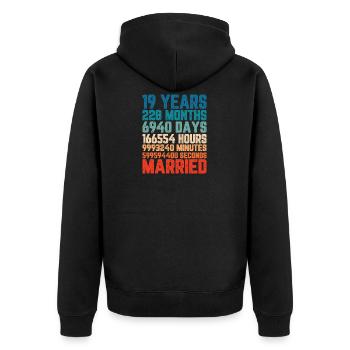 19 Jahre verheiratet Hochzeit Ehe Spruch Geschenk - Unisex Premium Bio Zip Hoodie - Schwarz - Hinten - Nico (187cm)