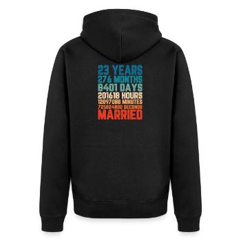 23 Jahre verheiratet Hochzeit Ehe Spruch Geschenk - Unisex Premium Bio Zip Hoodie - Schwarz - Hinten - Nico (187cm)