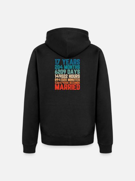 17 jaar getrouwd Huwelijk Saying Gift - Uniseks Premium bio ziphoodie - zwart