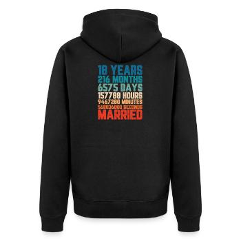 18 Jahre verheiratet Hochzeit Ehe Spruch Geschenk - Unisex Premium Bio Zip Hoodie - Schwarz - Hinten - Nico (187cm)