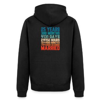 25 Jahre verheiratet Hochzeit Ehe Spruch Geschenk - Unisex Premium Bio Zip Hoodie - Schwarz - Hinten - Nico (187cm)