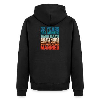 32 Jahre verheiratet Hochzeit Ehe Spruch Geschenk - Unisex Premium Bio Zip Hoodie - Schwarz - Hinten - Nico (187cm)